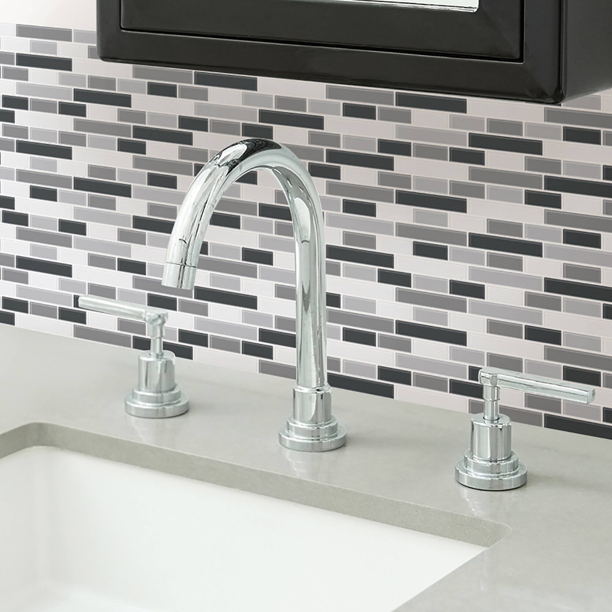 InHome Smoked Glass Peel & Stick Backsplash Tiles